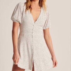 Abercrombie & Fitch Cream Polka Dot Mini Dress
